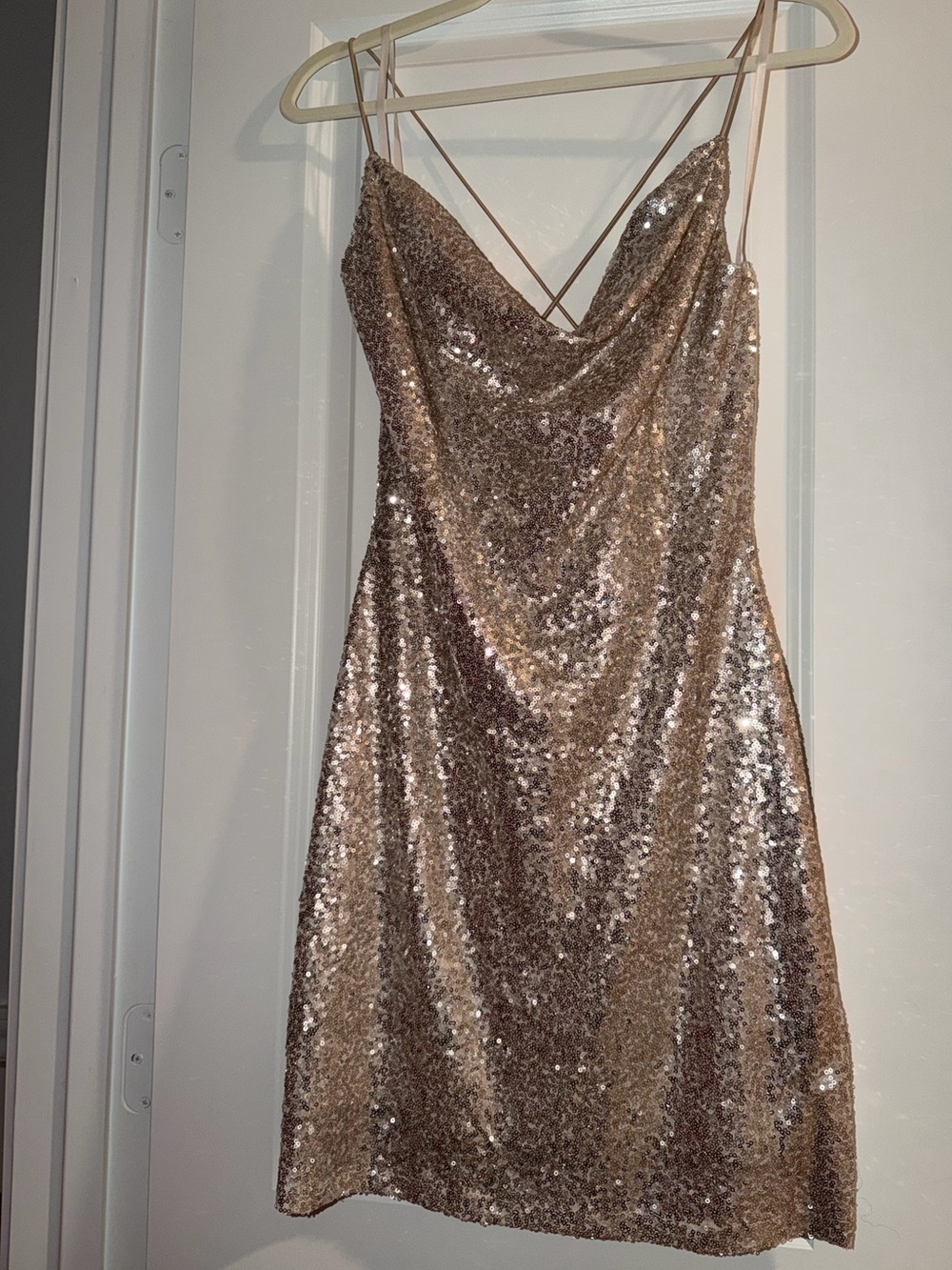Windsor Gold Sequin Cowl Slip Dress